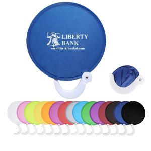 A compact, clever way to keep your campaign cool! This foldable fan is constructed out of nylon and features a foldable design that makes it perfect for taking on the go.