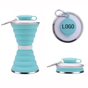 Collapsible travel cup made from food-grade silicone, BPA free and odorless.