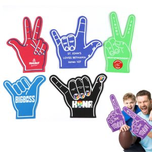 Show everyone who's number one with these popular foam mitts.