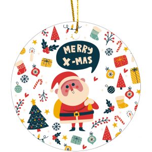 Our round ceramic Christmas ornament is a beautifully crafted piece, perfect for adding a personalized touch to any holiday decor.