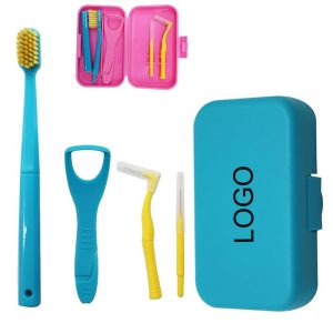 Elevate your dental hygiene routine with this convenient 4-piece dental cleaning set, neatly packaged in a sleek storage box for on-the-go use.