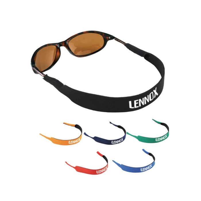Crafted from resilient neoprene that effortlessly molds to different sizes and shapes, the Tropics Custom Sunglass Strap is designed to effortlessly slide onto the arms of any sunglasses, ensuring they stay protected and snug when not in use.