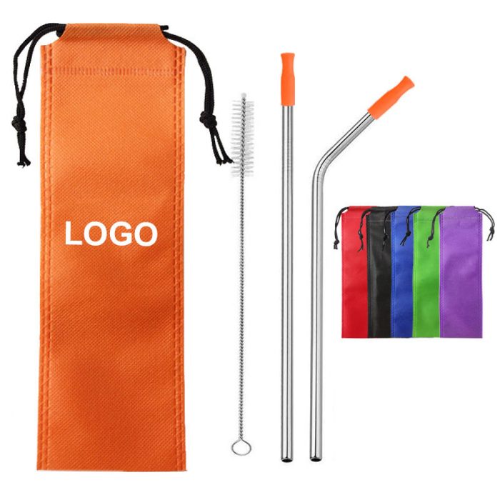Indulge in the ultimate sipping experience with our set of two stainless steel straws - one straight and one bent, both adorned with sleek silicone tips for added comfort.