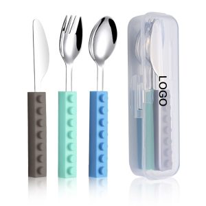 Interlocking Building Brick Toy Cutlery Flatware Set - Fork x 1, Spoon x 1, Knife x 1.