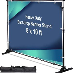 This 8' x 10' Adjustable Backdrop Fabric Banner Kit is the perfect solution for you if you have multiple promotions and events throughout the year.